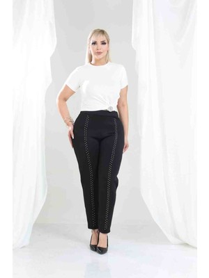Önden Inci Detaylı Dar Paça Pantolon