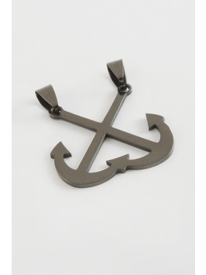 Zeroshop Çapa Çelik Kolye Ucu 3,5 Cm-Siyah