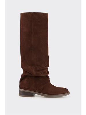 Elle Kahve Deri Kadın Çizme