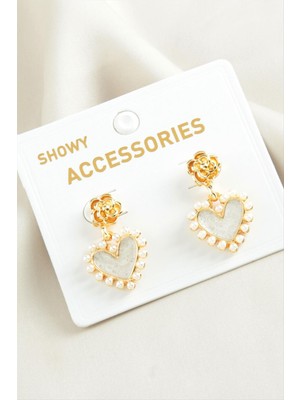 Zeroshop Kalp Trend Inci Küpe-Sarı