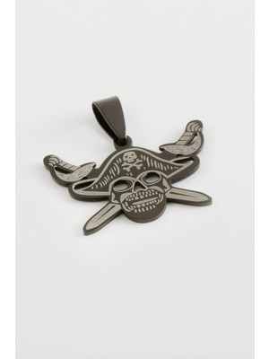 Zeroshop Kılıç Kuru Kafa Çelik Kolye Ucu 3 Cm-Siyah