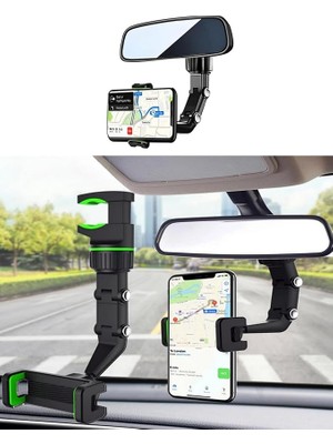 FourForce Dikiz Aynası, Koltuk Arkası, Çalışma Masası Telefon Tutucu, Standart, Iphone, Samsung, Xiaomi, Huawei Uyumludur, 360 Dönebilen Çok Fonksiyonlu Akrobat Telefon Tutucu