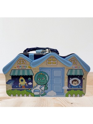 Noventra Ev Motifli Metal Kilitli Kumbara – Çocuklar Için Dekoratif Tasarım