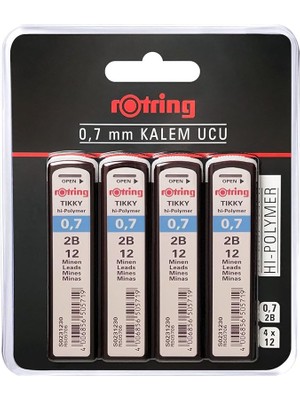 FourForce Tikky Hi-Polymer Mekanik Kurşun Kalem Ucu, 0,7mm, 2b, 4'lü Blister