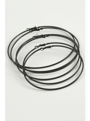 Zeroshop Ince Boru Metal Halka Küpe 6 Adet-Siyah