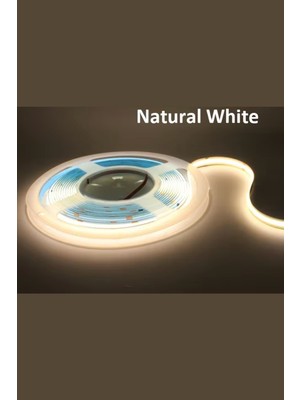 Demir Led 12V Cob Şerit LED 8mm 320 Ledli Esnek Natural Beyaz Cob LED IP20 (5 Metre)