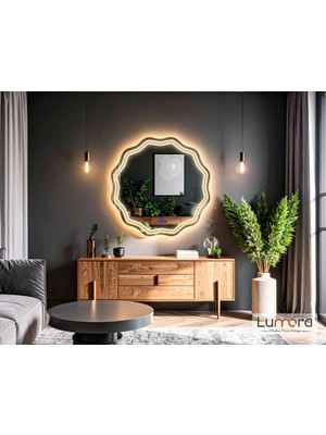 Lumora Mirror Design Zavira Günışığı Led'li Lazer Kumlamalı Lavabo & Banyo Aynası (Dokunmatik Sensörlü)