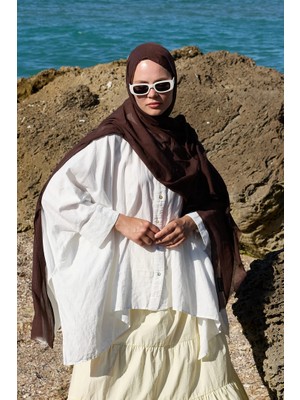 Modakaşmir Aya Serisi Şal - Kakao