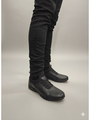 Marcomen Lastik Bağcıklı Streçli Parça Kat Deri Model Erkek Casual Ayakkabı 10312