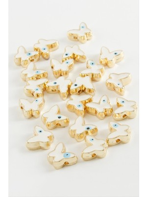 Zeroshop Kelebek Mineli Bileklik ve Kolye Ucu Aparatı 1 Adet-Beyaz