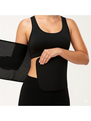 Havlu Pedli Abdominal Korse | Siyah | Ayarlanabilir | Cerrahi Korse | Doğum Sonrası Korse