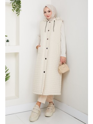 Pamuk Butik Kadın Büyük Beden Cepli Kapitone Yelek -PMK476