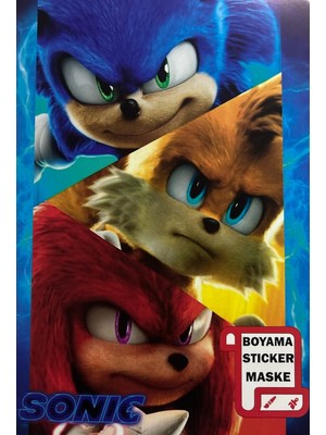 Noventra Sonic Temalı Stickerlı, Maskeli ve Boyamalı Aktivite Kitabı (8 Sayfa)