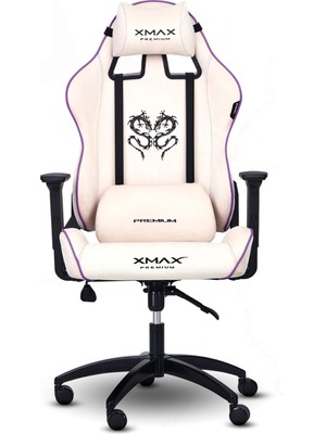 XMAX / Rio Balerion Terletmez Kadife Kumaş Beyaz Gaming Oyuncu Koltuğu / 120 kg Taşır