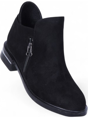 Ayakcenter BY16 Süet Siyah Ayışığı Kadın Düz Bot