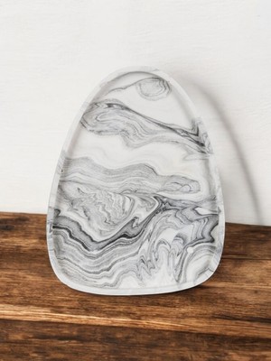 Trust Stone El Yapımı Çok Amaçlı Beton Sunum Servis Tepsisi 26 cm Dekoratif Sunumluk Orgaziner Takılık