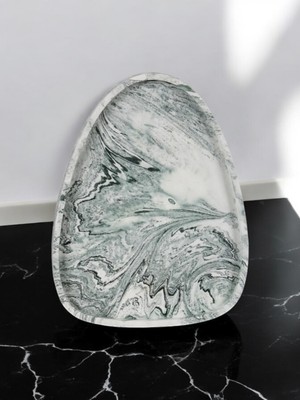 Trust Stone El Yapımı Çok Amaçlı Beton Sunum Servis Tepsisi 26 cm Dekoratif Sunumluk Orgaziner Takılık