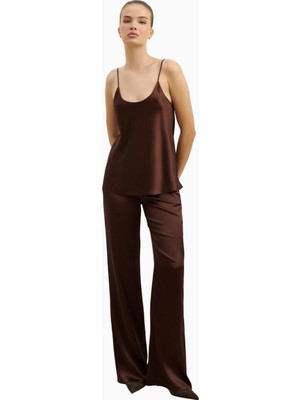 Because Of Alice Formal Satin Straight Leg Trousers Saten Düz Paça Kadın Pantolon
