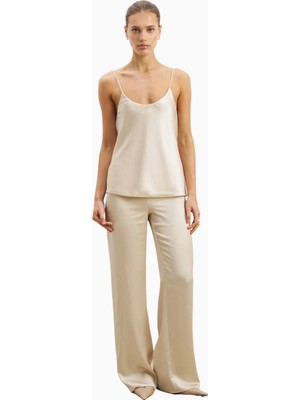 Because Of Alice Formal Satin Straight Leg Trousers Saten Düz Paça Kadın Pantolon