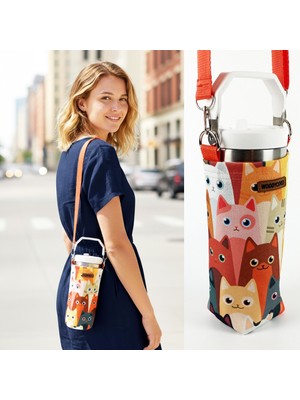 Woodycord 1 Litrelik Tasarım Matara Su Şişesi Taşıma Çantası Bottle Bag