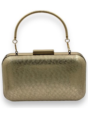 Biçanta Altın Gold Dore Renk Metal Saplı Abiye Gece Çantası Düğün Nişan Mezuniyet Çantası