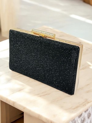 Biçanta Siyah Renk Iki Tarıfıda Komple Taşlı Kadın Abiye Çanta Düğün Nişan Mezuniyet