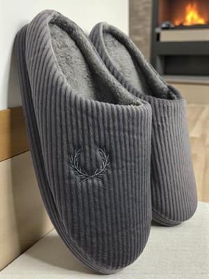 Ellaboni Erkek Ev Terliği Ses Yapmayan Yumuşak Rahat Taban Içi Yünlü Terlik