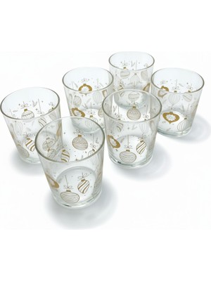 Sharp & Art Yılbaşı Süsü Desenli 6'lı Cam Bardak Seti