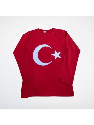 Ay Yıldız Baskılı Uzun Kollu Çocuk Tişört – Kompakt Penye