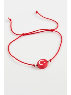 Zero Nrzsnt Ay Yıldız Ip Bileklik-Kırmızı