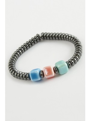 Zero Nrzsnt Cam - Hematit Doğaltaş Bileklik-Antrasit