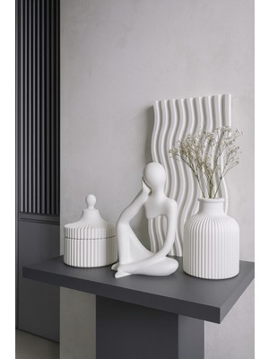 Modern Minimal Seramik Dekor Seti (4'lü Set, Beyaz)