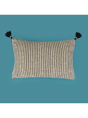 Matmel Soft Shiny Kırlent - Bej / Siyah - 30X50 cm