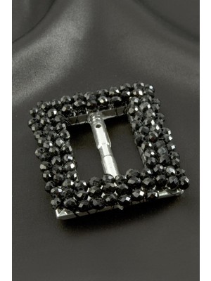 Zero Nrzsnt Dikdörtgen Taşlı Kemer Tokası 1 Adet-Siyah