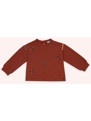 Panço Kız Bebek Baskılı Kiremit Tişört