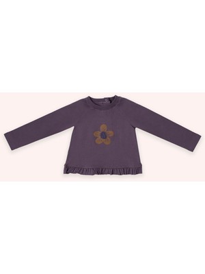 Panço Kız Bebek Uzun Kollu Mor Tişört 6 - 12 Ay Günlük Stil Örme Kumaş ile Rahat Kullanım