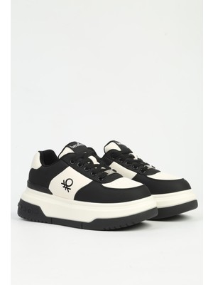 Benetton Siyah Beyaz Kadın Spor Ayakkabı Ithal BNI-12046