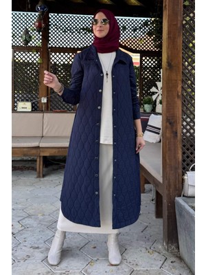 Rabia Şamlı Elmas Kapitone Kap Lacivert