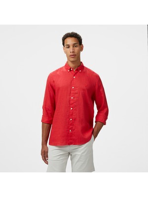 Nautica Erkek Kırmızı Classic Fit Keten Gömlek W55101T.6RO