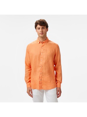 Nautica Erkek Turuncu Classic Fit Keten Gömlek W55101T.62L