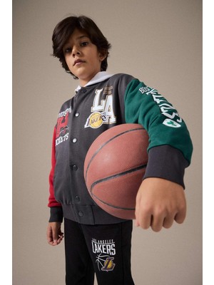 DeFacto NBA Current Teams Kolej Yaka Sırt Baskılı Bomber Ceket Erkek Çocuk E8845A825AU