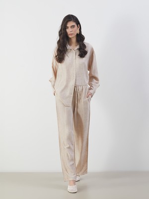 Lc Waikiki Yeni Sezon Beli Lastikli Keten Görünümlü Kadın Pantolon
