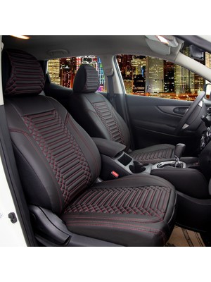 Honda Legend Deri Oto Koltuk Kılıfı Ön Arka Set Exclusıve Serisi Siyah Kırmızı Scr