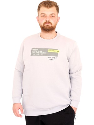 Mode Xl Büyük Beden Erkek Bisiklet Yaka Sweatshirt Days U25801 A.gri