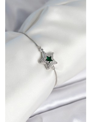 Kahsen Store Yıldız Model Asansörlü Gümüş Renk Kadın Bileklik