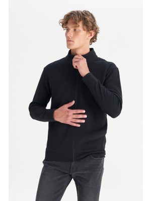 Wrangler Pamuklu Relaxed Fit Dik Yaka Fermuarlı Selanik Örgü Sweatshirt