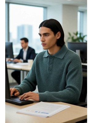 FRM Unisex Geniş Kesim Polo Yaka Selanik Dokuma Triko Kazak Soğuk Havalarda Konforlu Stilin Adresi