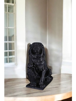 Evene Dekoratif Obje Biblo Ev Dekorasyon Heykel Salon Masa Üstü Süs Eşyası Aslan Siyah Model 55