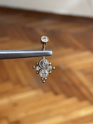 Rupen Kraft 316 L Cerrahi Çelik Yuvarlak Zirkon Taşlı Model Göbek Piercingi