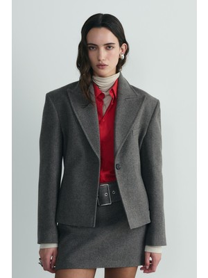 Suud Collection Kahverengi Blair Vatkalı Kaşe Ceket